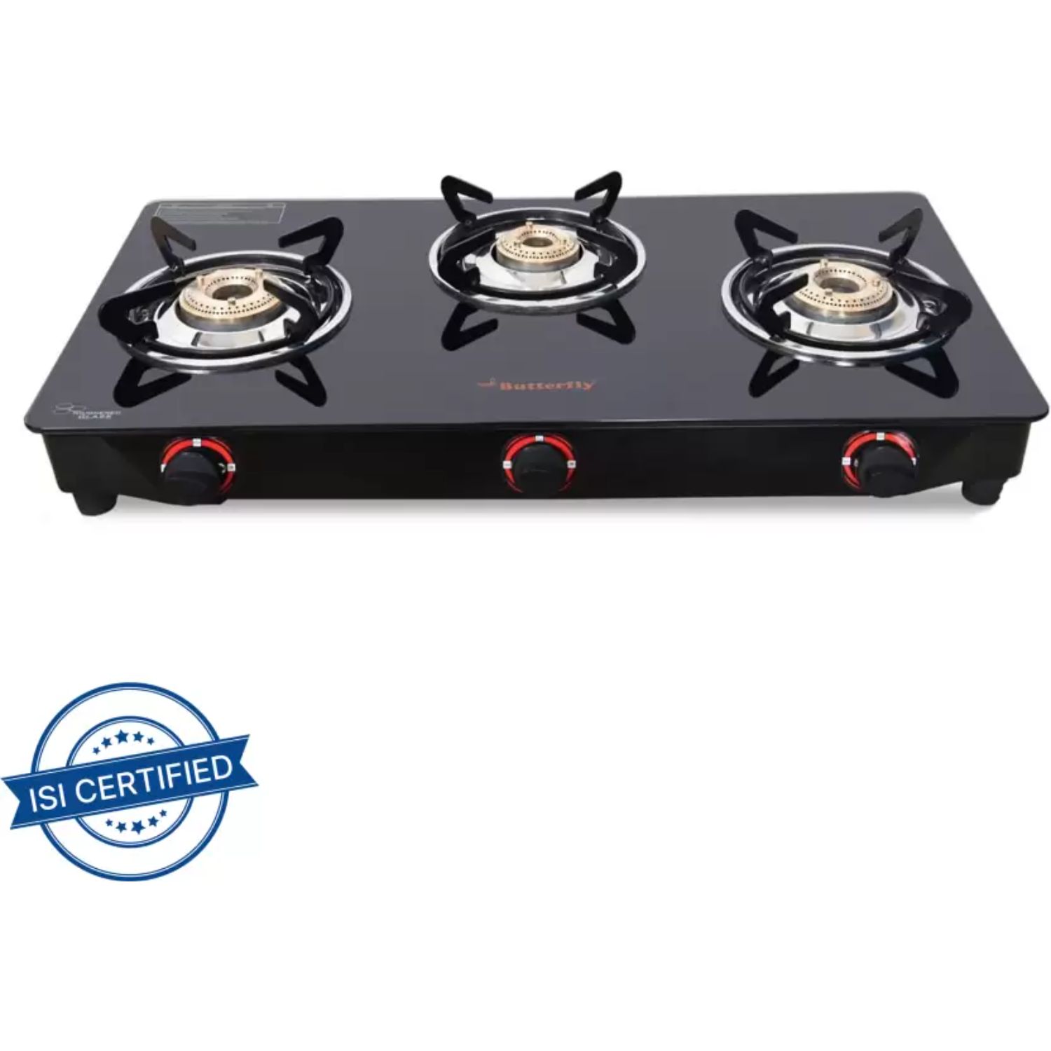 Butterfly Rapid 3B 3 Burner Glass Manual Gas Stoves
